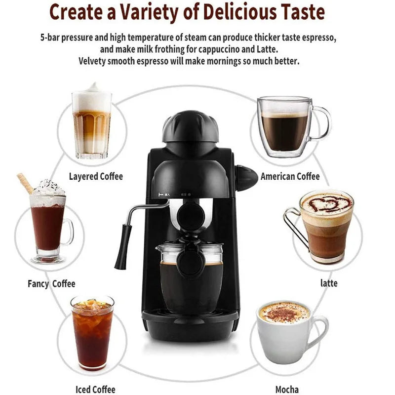 Espresso Machine Semi-Automatic 15 Bar Professional Coffee Maker with Milk Frother Steam Wand - for Latte Cappuccino Making - Co