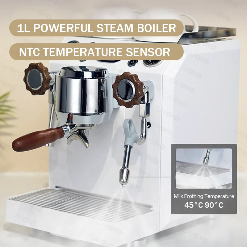 CAFOVO E118A Commercial Coffee Machine 2800W Espresso Maker with PID Temperature Control Auto Milk Steaming 3-Hole Steam Wand