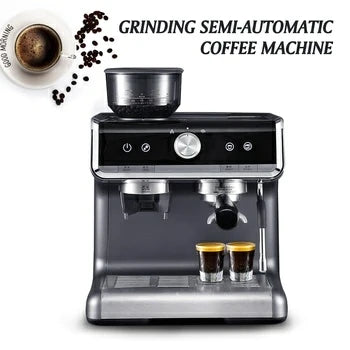 Espresso Coffee Machine with Grind Beans Semiautomatic Grinder Steam Coffee Maker  Smart Coffee Machine